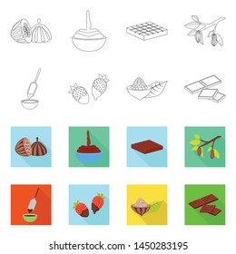 Vector illustration of food and yummy sign. Collection of food and brown vector icon for stock.