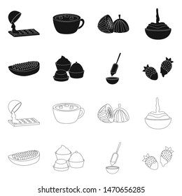 Vector illustration of food and yummy sign. Set of food and brown vector icon for stock.