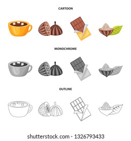 Vector illustration of food and yummy symbol. Collection of food and brown   stock symbol for web.