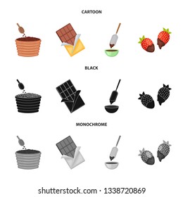 Vector illustration of food and yummy symbol. Set of food and brown   stock symbol for web.