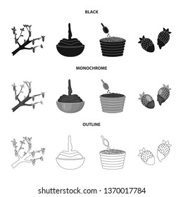 Vector illustration of food and yummy symbol. Set of food and brown   vector icon for stock.