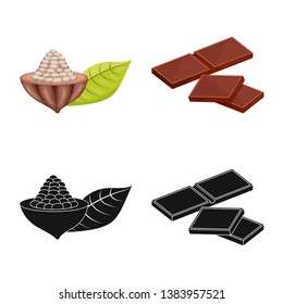 Vector illustration of food and yummy symbol. Collection of food and brown   stock symbol for web.