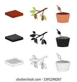 Vector illustration of food and yummy symbol. Set of food and brown   stock symbol for web.