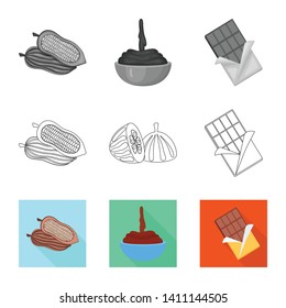 Vector illustration of food and yummy symbol. Collection of food and brown   stock symbol for web.