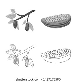 Vector illustration of food and yummy symbol. Set of food and brown stock vector illustration.