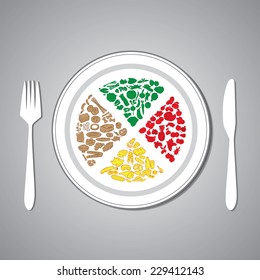 vector illustration of foods on plate