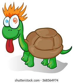 Vector illustration of a foolish cartoon turtle