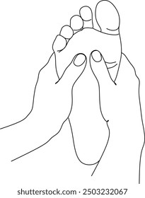 Vector illustration of foot massage, foot care concept, relaxing procedure for masseur, beautiful feet during massage for spa treatments advertising. No artificial intelligence