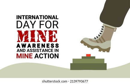 Vector illustration of a foot stepping on a landmine, as a banner for the International Day for Mine Awareness and Assistance in Mine Action.	
