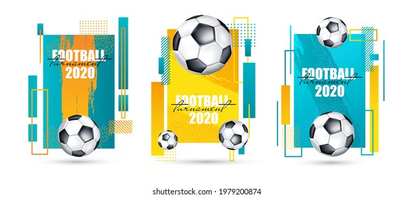 vector illustration. football 2020. ball graphic design on a blue background with spots. stylish background gradient