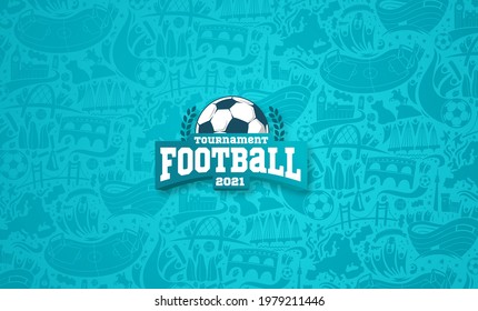 vector illustration. football 2020. ball graphic design on a blue background with spots. stylish background gradient