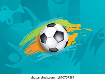 vector illustration. football 2021. ball graphic design on blue background with spots. stylish background gradient