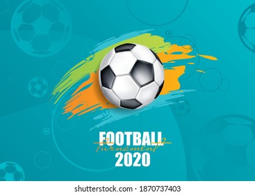 vector illustration. football 2021. ball graphic design on blue background with spots. stylish background gradient