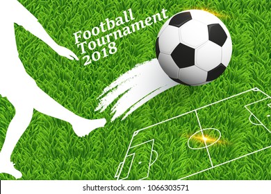 Vector illustration of a football background with ball. Design of a stylish background for the soccer championship