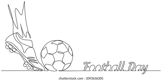Vector illustration. Football. Ball. A celebration of football. Drawing one line...