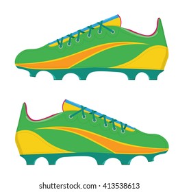 Vector illustration a football boots. Soccer boots isolated on a white background