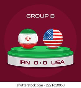 Vector Illustration of Football Championship Match (Iran vs USA)