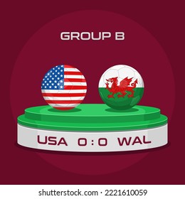 Vector Illustration of Football Championship Match (USA vs Wales)