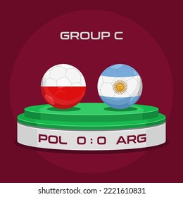 Vector Illustration of Football Championship Match Poland vs Argentina.