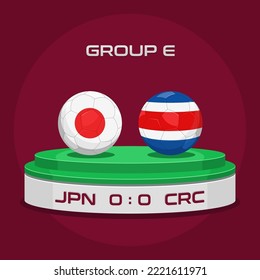 Vector Illustration of Football Championship Match Japan vs Costa Rica.