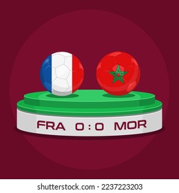 Ilustración vectorial del partido de fútbol Francia contra Marruecos