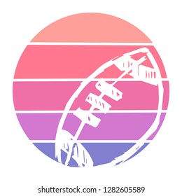 Vector Illustration of Football with Circle Sunset of Red, Pink, and Violet Color. Graphic Design for Background, T-shirt, Template, and More