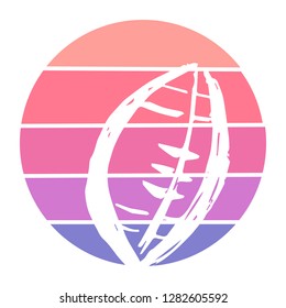 Vector Illustration of Football with Circle Sunset of Red, Pink, and Violet Color. Graphic Design for Background, T-shirt, Template, and More