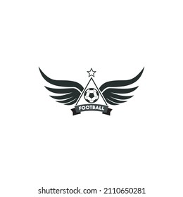 
vector illustration of a football club logo with an eagle wing concept, green, red, black and white colors.