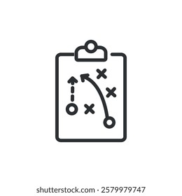 Vector illustration of football coach strategy board outline design, pass breakthrough tactics