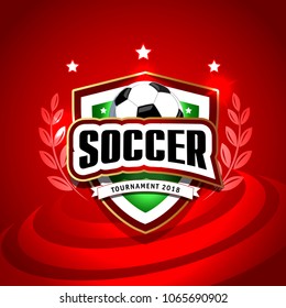 vector illustration of a football cup 2018. design of a stylish red background for the soccer championship. vector realistic 3d ball. element for design cards, invitations, gift cards, flyers, brochur