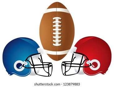 Vector Illustration of a football design with helmets.