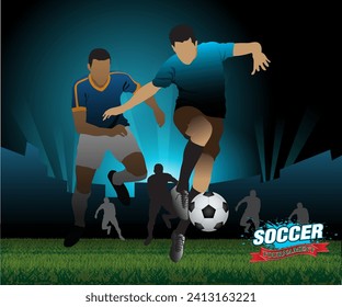 Vector illustration of football during intense competition on the field.