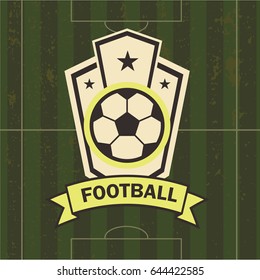 vector illustration of football emblem football field and beautiful icons and logos with the ball to use in the plot