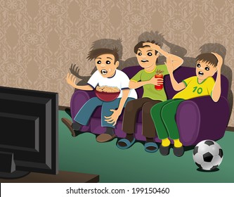 Vector illustration. Football fans.