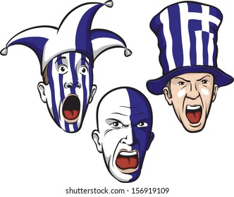 Vector illustration of football fans from Greece. Easy-edit layered vector EPS10 file scalable to any size without quality loss. High resolution raster JPG file is included. 