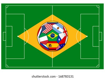 Vector illustration of the football field with ball