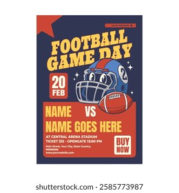 Vector illustration of football game day flyer poster template design