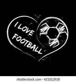 Vector illustration of football heart on black background for sports design.