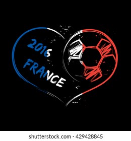 Vector illustration of football heart on black background for sports design.