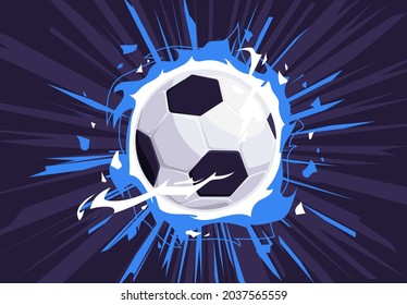 Vector illustration of a football on fire, with a dynamic dark background, a flaming football ball, energy around