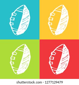 Vector Illustration of Football with Pattern Red, Yellow, Blue and Green Background. Graphic Design for Logo and T-shirt. 