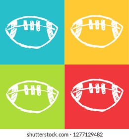 Vector Illustration of Football with Pattern Red, Yellow, Blue and Green Background. Graphic Design for Logo and T-shirt. 