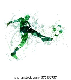 Vector illustration of a football player with the ball