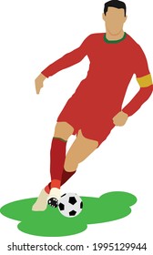 A vector illustration of football player dribble