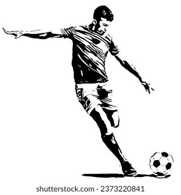 Vector illustration of a football player kicking a ball