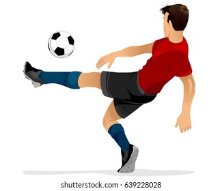 Vector illustration of a football player kicks off