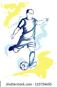 Vector illustration of football player that is going to kick the ball.