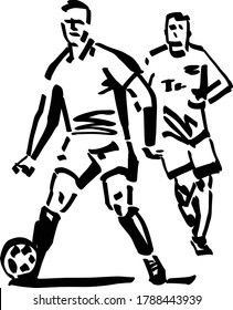 the vector illustration of the football players