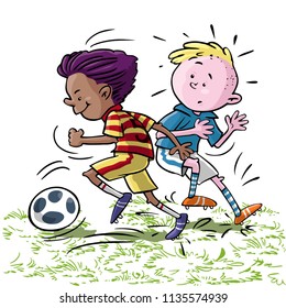 Vector illustration, football players, cartoon concept.