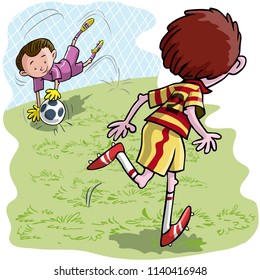 Vector illustration, football players, cartoon concept.